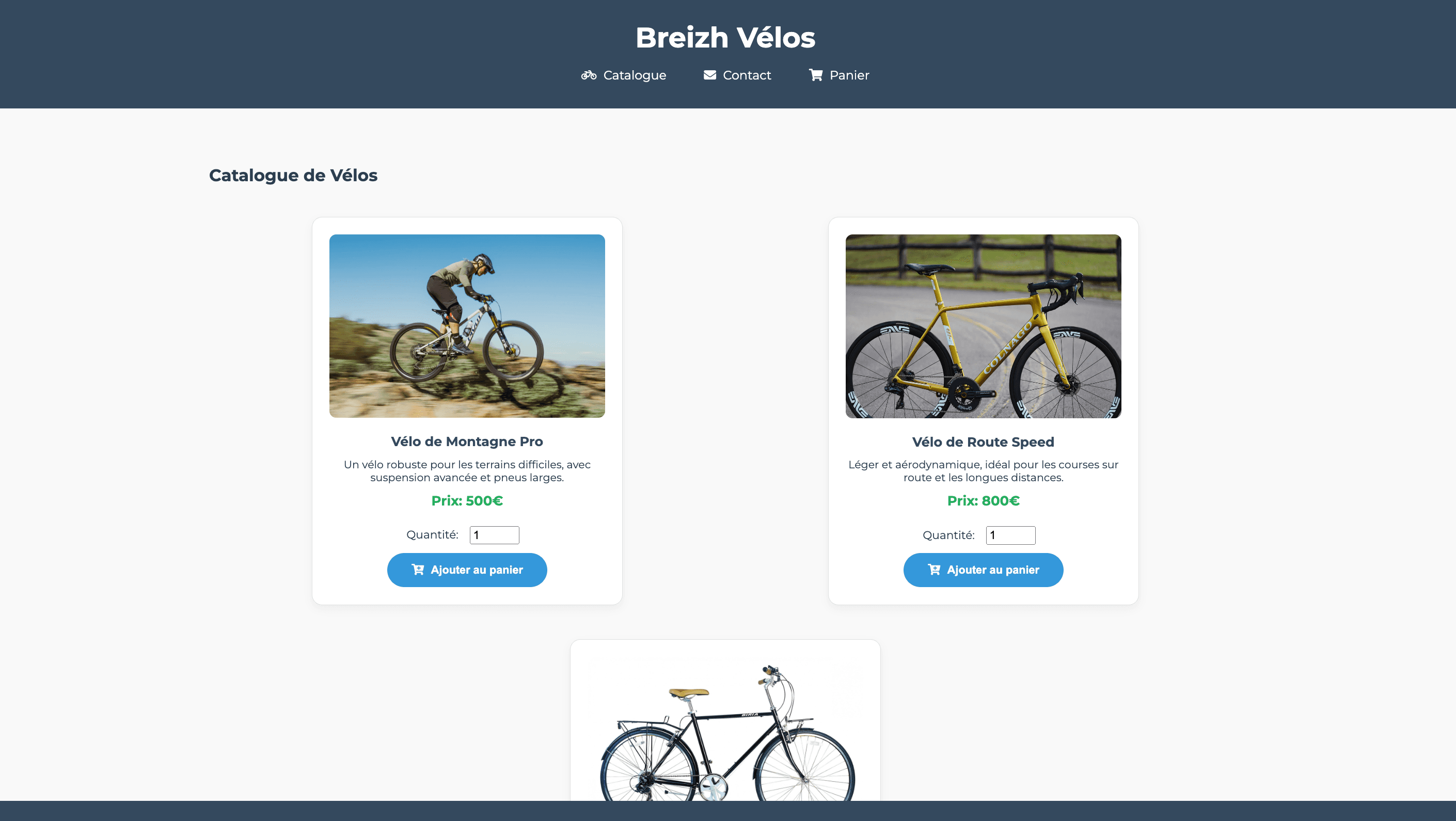 Site E-commerce Vélos